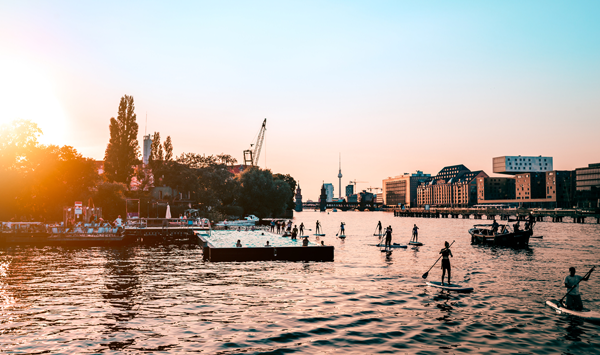 Sunset at Badeschiff in Berlin